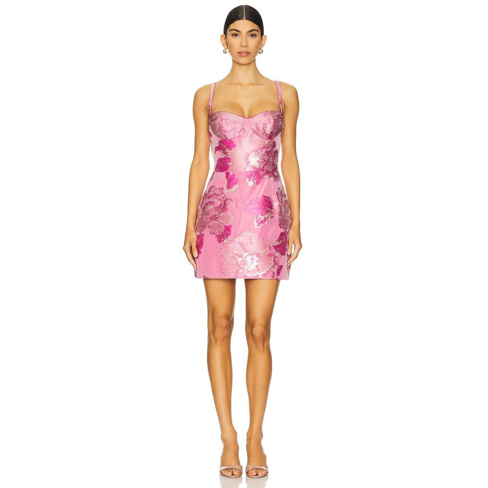 Katie May Claudette Mini Dress Floral Metallic Party Cocktail Hoco Formal S - Picture 3 of 12